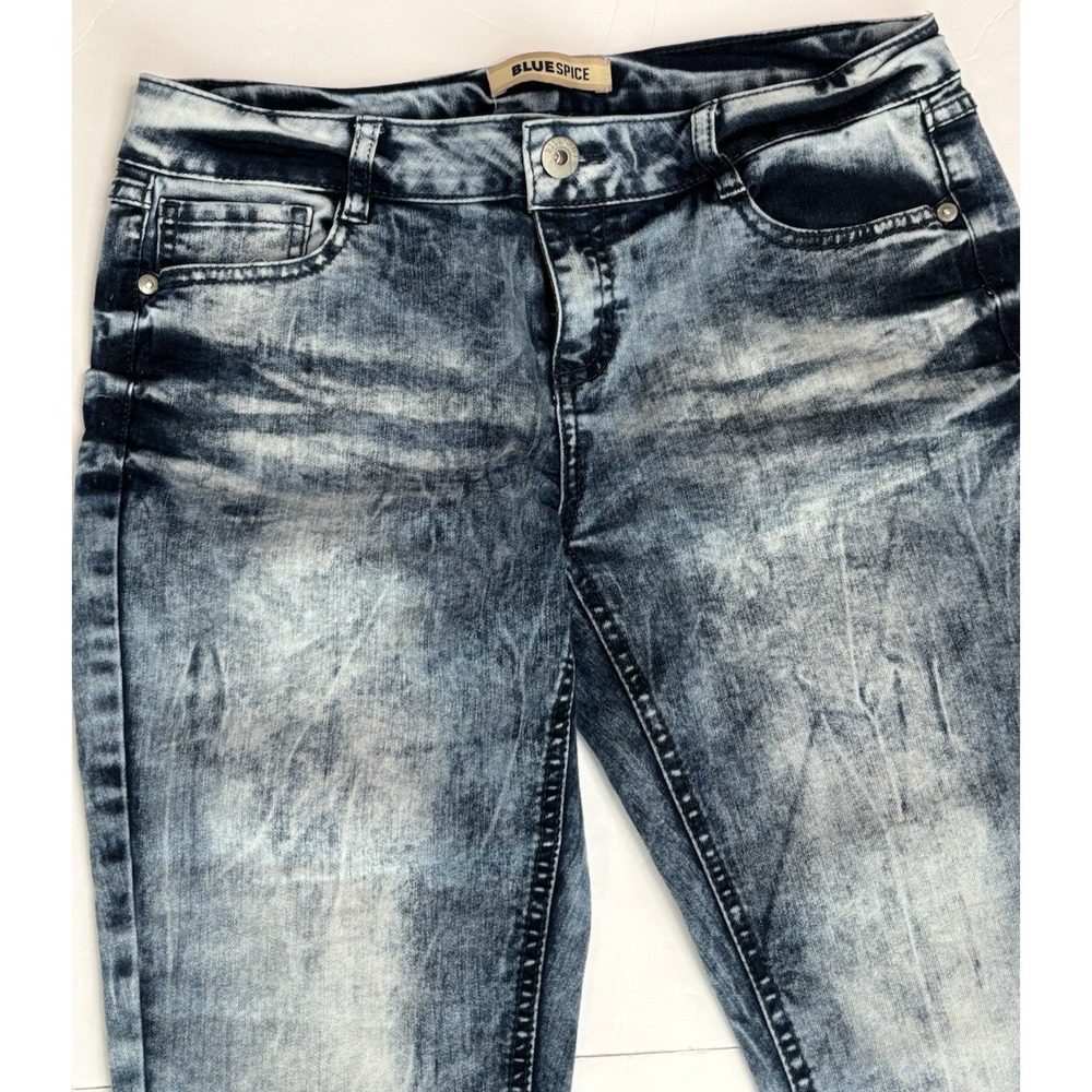 Blue Spice Jeans Size 11 (30) Dark Blue  Acid Wash Skinny Stretch Low-Rise Indie